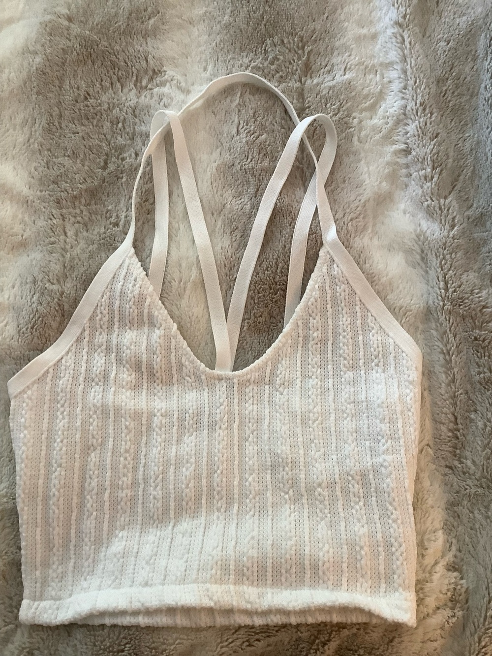 Zara white knit tank top with cross strap detail, Sz Sm, NWOT never worn